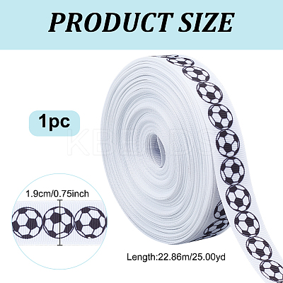 25 Yards Sport Theme Polyester Football Printed Grosgrain Ribbon SRIB-WH0011-290A-1