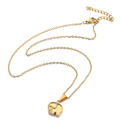 304 Stainless Steel Elephant Pendant Necklaces NJEW-S439-07G-1