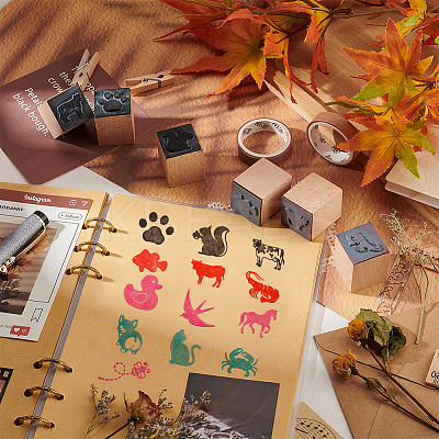 Wooden Stamps with Rubber DIY-WH0002-65A-1