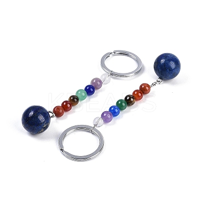 Natural & Synthetic Mixed Gemstone Round Beaded Keychain G-H076-01P-1