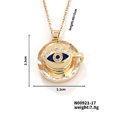 Vintage Sparkling Rhinestone Evil Eye Pendant Necklaces YZ2067-2-1