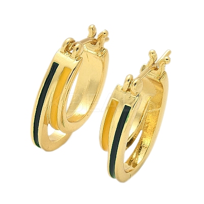 Two-layer Oval Brass Enamel Hoop Earrings EJEW-S252-03D-G-1