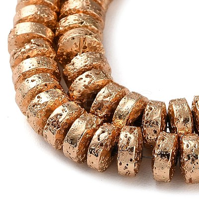 Electroplated Natural Lava Rock Beads Strands G-I360-A02-02-1