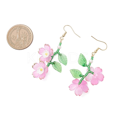 Acrylic Flower Dangle Earrings EJEW-MZ00588-01-1