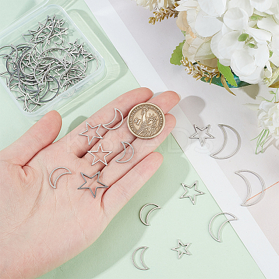 DIY 304 Stainless Steel Moon & Star Dangle Earrings Making Kit DIY-DR0001-38-1