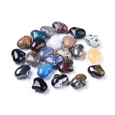 Natural Mixed Gemstone Heart Palm Stone G-F659-AM02-1