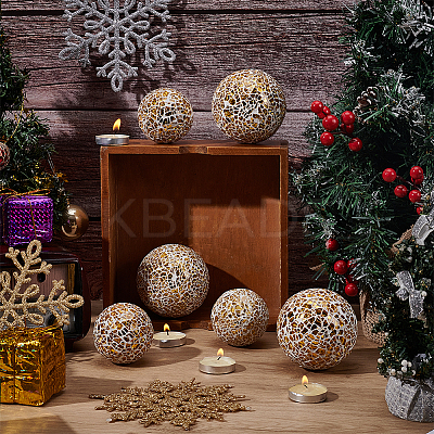 6Pcs 2 Styles Glass Mosaic Foam Ball Christmas Decorations AJEW-UN0002-83A-1