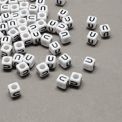 Large Hole Acrylic Letter European Beads LS-SACR-Q103-6mm-01U-1