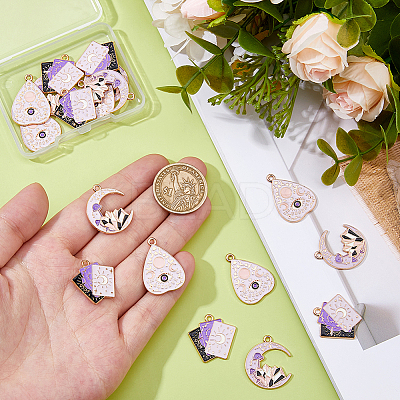 18Pcs 3 Styles Tarot Style Alloy Eanaml Pendants FIND-DC0006-60-1