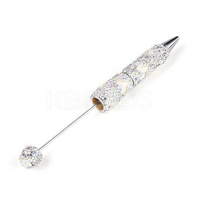 Fishtail Resin & Polymer Clay Pave Rhinestone Ball-Point Pen AJEW-T013-05I-1