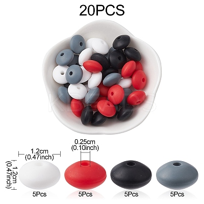 20Pcs 4 Colors Food Grade Eco-Friendly Silicone Focal Beads SIL-YW0001-12B-1