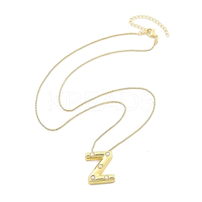 Brass & Plastic Pearl Letter Pendant Box Chain Necklaces for Women LS-NJEW-U017-01G-26-1