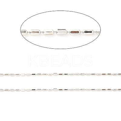 Anti-Tarnish Rhodium Plated 925 Sterling Silver Oval Ball Chains STER-F052-02P-1