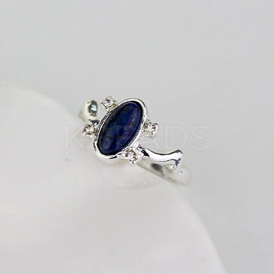 Alloy with Natural Lapis Lazuli Finger Rings FS-WGF3EDB-03-1