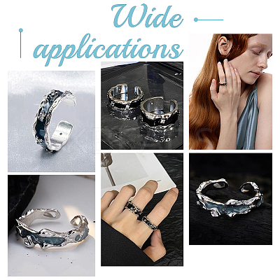 6Pcs 2 Colors Brass Wave Open Cuff Ring for Women RJEW-UN0002-32-1