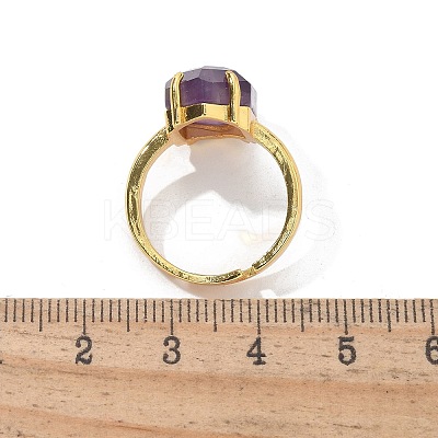 Hexagon Natural Amethyst Finger Rings RJEW-B113-02G-06-1