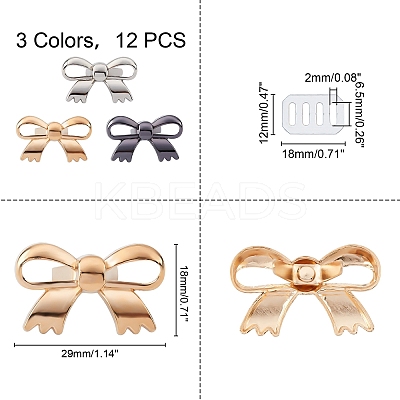 12 Sets 3 Colors Zinc Alloy Bag Decorate Clasp PALLOY-CA0001-85-1