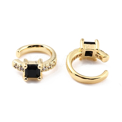 Brass Micro Pave Cubic Zirconia Cuff Earrings EJEW-K086-02G-03-1