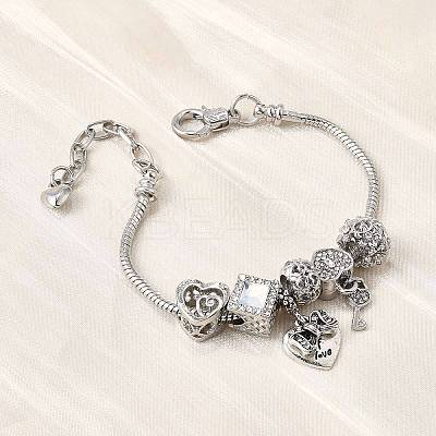Alloy European Beads Charm Bracelets BJEW-F495-04P-1