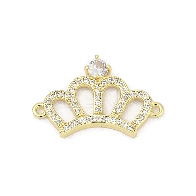 Brass Clear Cubic Zirconia Crown Connector Charms KK-D317-146G-1