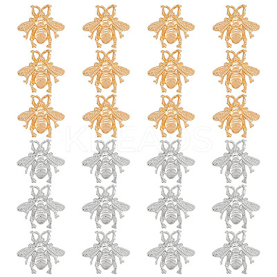 24Pcs 2 Colors Bees Alloy Brooch JEWB-ME0001-20-1