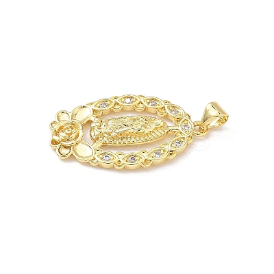 Brass Micro Pave Clear Cubic Zirconia Pendants KK-B141-29G-1
