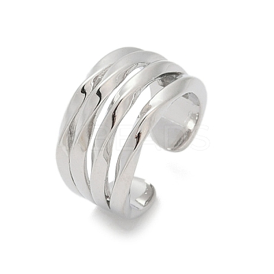 Brass Adjustable Open Cuff Rings for Women RJEW-C129-02P-1