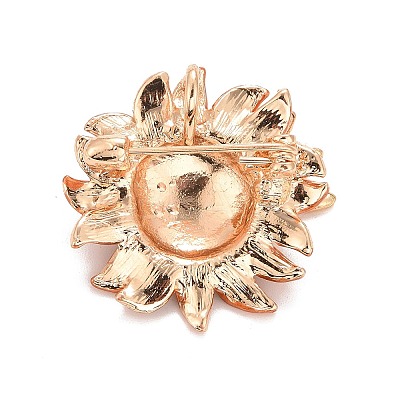 Sunflower and Bee Crystal Rhinestone Badge LS-JEWB-E013-01RG-1