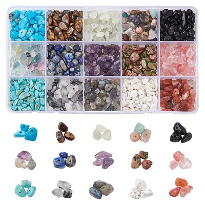 180G 15 Styles Natural & Synthetic Mixed Gemstone Beads Set G-FS0005-73-1