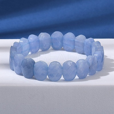 Oval Natural Malaysia Jade Beaded Stretch Bracelets G-P589-02A-1