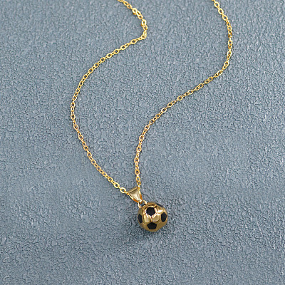 Football 201 Stainless Steel Black Enamel Pendant Cable Chain Necklaces for Men FS-WGF314D-06-1