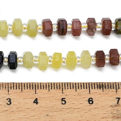 Synthetic Blue Goldstone & Natural Yellow Aventurine & Labradorite & Quartz Crystal & Lemon Jade & Strawberry Quartz & Unakite Beads Strands G-G317-A02-3x6mm-1