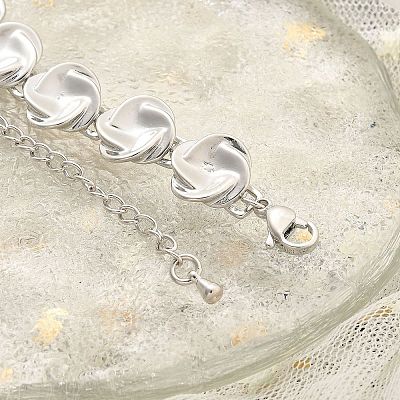 Brass Flat Round Links Bracelets for Women KK-B124-11P-1