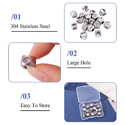 18Pcs 9 Styles 304 Stainless Steel European Bead Rhinestone Settings STAS-TA0003-15-1