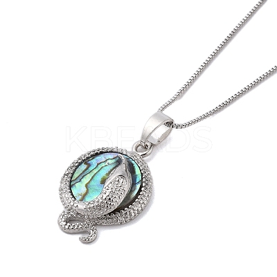 Rack Plating Natural Paua Shell Pendants Necklace NJEW-B104-01P-1