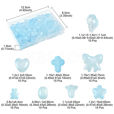120Pcs 8 Styles Transparent Spray Paint Glass Beads GLAA-FS0002-21-1