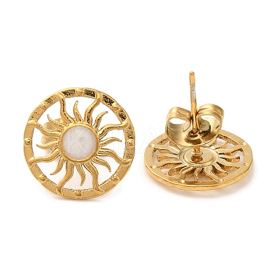 Ion Plating(IP) 304 Stainless Steel Helm Stud Earrings EJEW-C114-12A-G-1