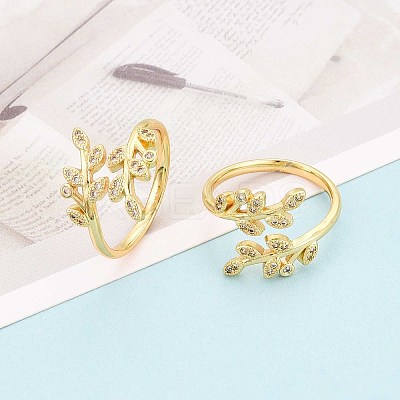 Brass Micro Pave Cubic Zirconia Cuff Rings for Women KK-T071-58G-1