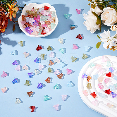 300Pcs 10 Colors Spray Painted Transparent Glass Beads GLAA-HS0001-04-1