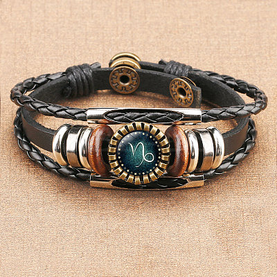 12 Constellations PU Leather Multi-strand Bracelets WGFD09F-10-1