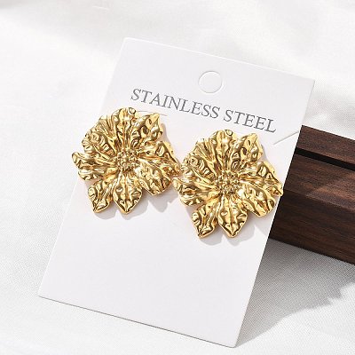 304 Stainless Steel Studs Earrings for Women LS-EJEW-K306-29G-1