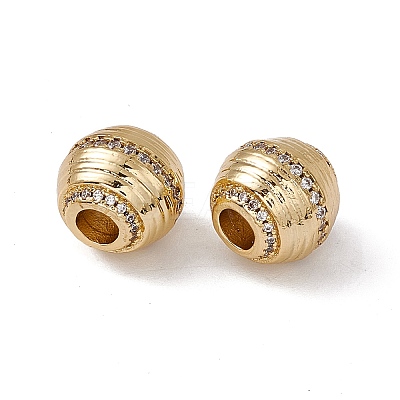 Rack Plating Brass Micro Pave Cubic Zirconia Beads KK-C007-46G-1