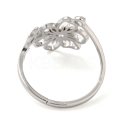304 Stainless Steel with  Cubic Zirconia Adjustable Rings RJEW-K245-48K-P-1