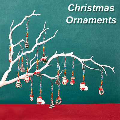 Christmas Theme Alloy Enamel Pendant Decorations HJEW-AB00265-1