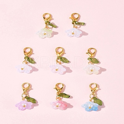 8Pcs 8 Colors Flower Acrylic Pendant Decorations HJEW-FS00034-04-1