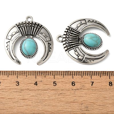 Tibetan Style Alloy Pave Imitation Turquoise Pendants FIND-NH0001-05AS-1