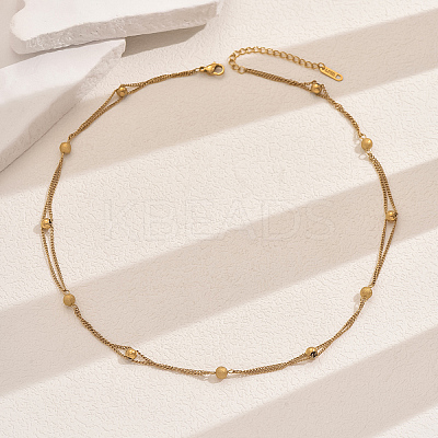 201 Stainless Steel Simple Round Beads Twisted Chain Fashionable Versatile Necklaces PL9617-1