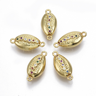 Brass Micro Pave Cubic Zirconia Links Connectors ZIRC-T005-022G-1