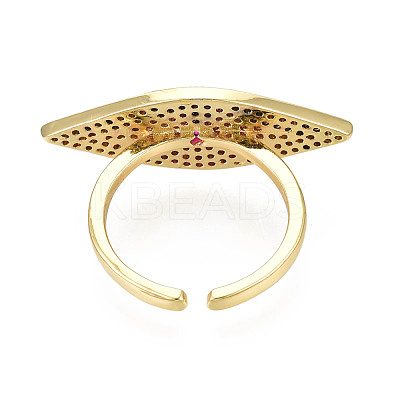 Cubic Zirconia Horse Eye Open Cuff Ring RJEW-N037-014C-1