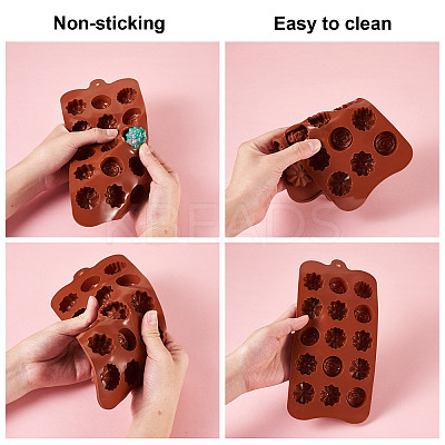 5 Pcs 5 Style 15-Cavity Silicone Flower Shaped Fondant Molds DIY-BG0001-05-1
